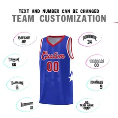 Royal Red White Gradient Star Graffiti Basketball Jersey 4