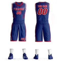 Royal Red-White Graffiti Claw Pattern Sets Basketball Jersey