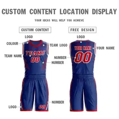 Royal Red-White Graffiti Claw Pattern Sets Basketball Jersey 3