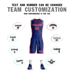 Royal Red-White Graffiti Claw Pattern Sets Basketball Jersey 4
