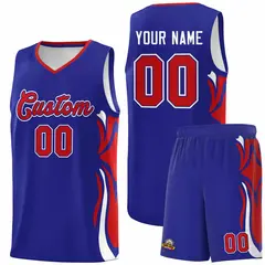 Royal Red White Graffiti Side Curve Basketball Jersey Sets 1