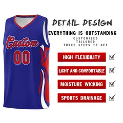 Royal Red White Graffiti Side Curve Basketball Jersey Sets 2