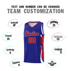 Royal Red White Graffiti Side Curve Basketball Jersey Sets 4