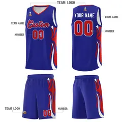 Royal Red White Graffiti Side Curve Basketball Jersey Sets 5