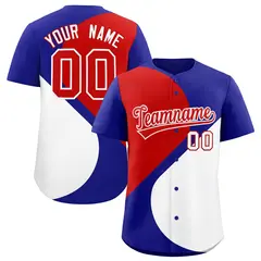 Royal Red-White Half Heart Color Block Baseball Jersey
