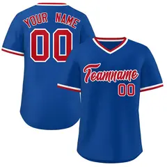 Royal Red-White Orange V-Neck Pullover Baseball Jersey