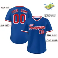 Royal Red-White Orange V-Neck Pullover Baseball Jersey 2