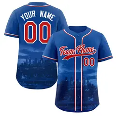 Royal Red-White Philadelphia City Skyline Baseball Jersey
