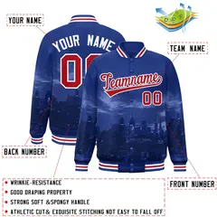 Royal Red-White Philadelphia Skyline Varsity Full-Snap Track Jacket 2