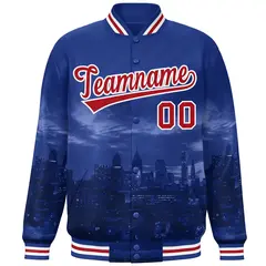 Royal Red-White Philadelphia Skyline Varsity Full-Snap Track Jacket 3