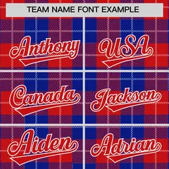 Royal Red-White Plaid Varsity Letterman Baseball Jacket 3