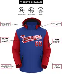 Royal Red-White Raglan Sleeves Waterproof Jacket 2