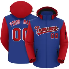 Royal Red-White Raglan Sleeves Waterproof Jacket