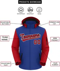 Royal Red-White Raglan Sleeves Waterproof Jacket 2