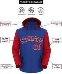 Royal Red-White Raglan Sleeves Waterproof Jacket 2