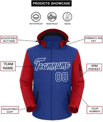 Royal Red-White Raglan Sleeves Waterproof Jacket 2