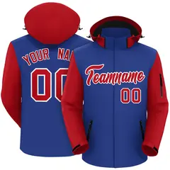 Royal Red-White Raglan Sleeves Waterproof Jacket