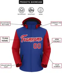Royal Red-White Raglan Sleeves Waterproof Jacket 2
