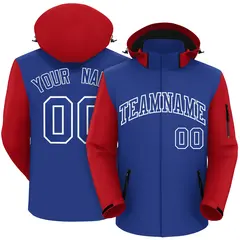 Royal Red-White Raglan Sleeves Waterproof Jacket 1