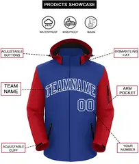 Royal Red-White Raglan Sleeves Waterproof Jacket 2