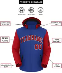 Royal Red-White Raglan Sleeves Waterproof Jacket 2
