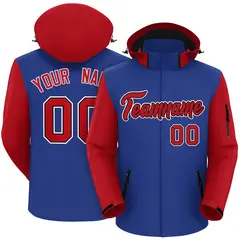 Royal Red-White Raglan Sleeves Waterproof Jacket 1