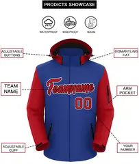 Royal Red-White Raglan Sleeves Waterproof Jacket 2