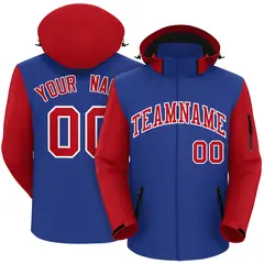 Royal Red-White Raglan Sleeves Waterproof Jacket 1