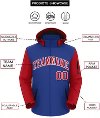 Royal Red-White Raglan Sleeves Waterproof Jacket 2