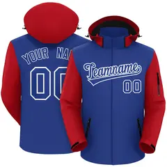 Royal Red-White Raglan Sleeves Waterproof Jacket 1
