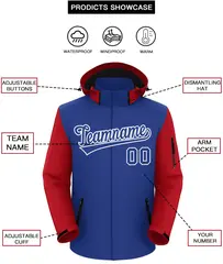 Royal Red-White Raglan Sleeves Waterproof Jacket 2