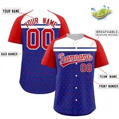 Royal Red-White Raglan Star Print Baseball Jersey 2