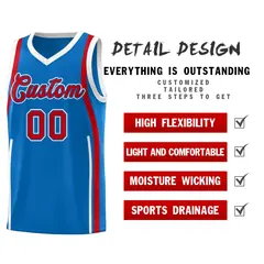 Royal Red-White Ribbon Pattern Basketball Kits 2
