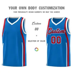 Royal Red-White Ribbon Pattern Basketball Kits 3