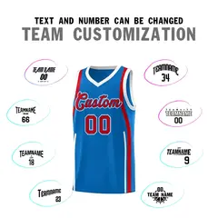 Royal Red-White Ribbon Pattern Basketball Kits 4