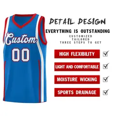 Royal Red-White Ribbon Pattern Basketball Kits 2
