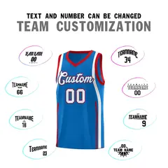 Royal Red-White Ribbon Pattern Basketball Kits 4