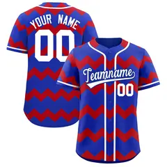 Royal Red White Ripple Authentic Baseball Jersey 1