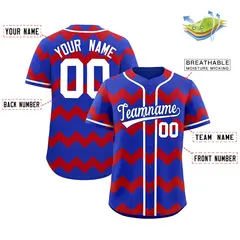 Royal Red White Ripple Authentic Baseball Jersey 2