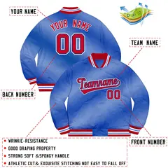 Royal Red-White Ripple Gradient Letterman Bomber Varsity Jacket 2
