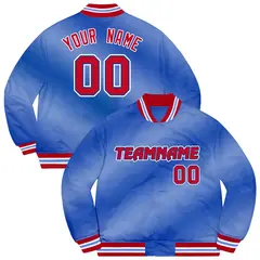 Royal Red-White Ripple Gradient Letterman Bomber Varsity Jacket