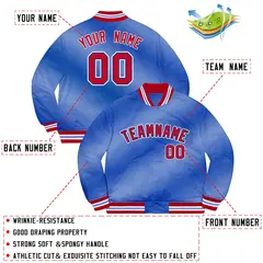 Royal Red-White Ripple Gradient Letterman Bomber Varsity Jacket 2
