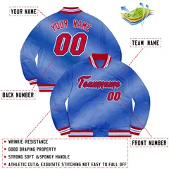 Royal Red-White Ripple Gradient Letterman Bomber Varsity Jacket 2