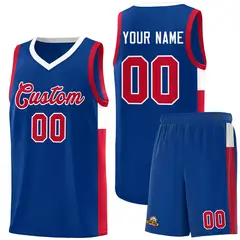 Royal Red-White Side Two-Tone Classic Basketball Jersey