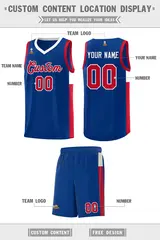 Royal Red-White Side Two-Tone Classic Basketball Jersey 2