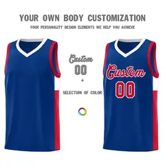 Royal Red-White Side Two-Tone Classic Basketball Jersey 3