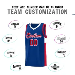 Royal Red-White Side Two-Tone Classic Basketball Jersey 4