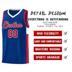 Royal Red-White Side Two-Tone Classic Basketball Jersey 5