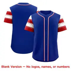 Royal Red White Sleeve Flag Lace Baseball Jersey 7