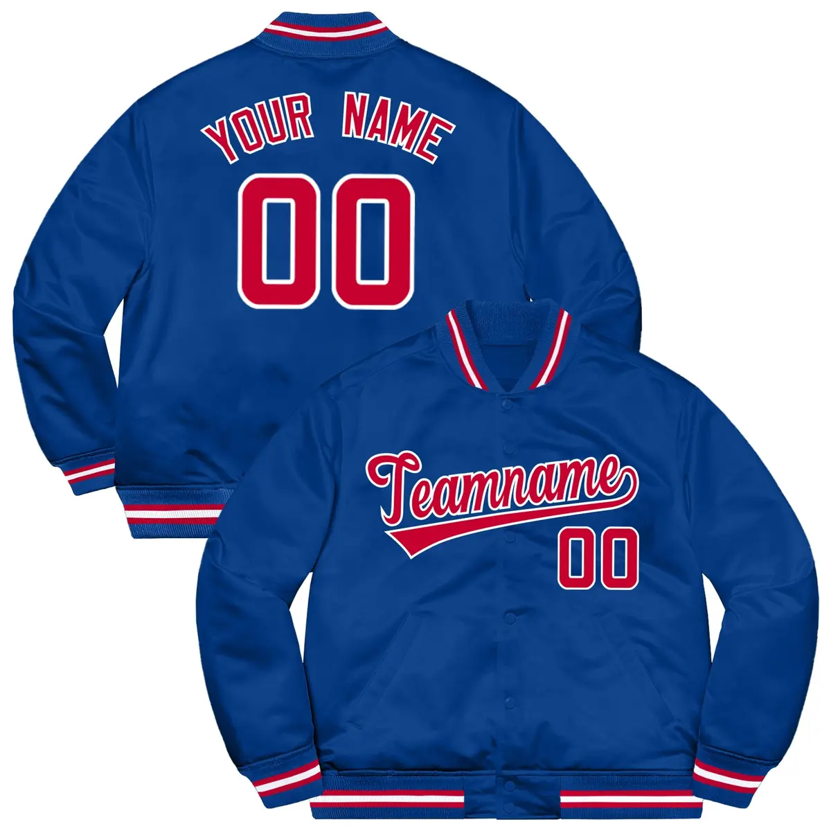 Royal Red-White Soldier Full-Snap Varsity Letterman Jacket